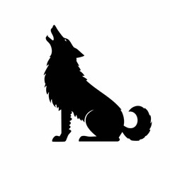 Dynamic black wolf silhouette howling powerfully, evoking wild spirit and primal call
