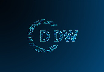 DDW low poly letter logo vector design. DDW lower poly logo design. DDW unique low poly logo design.
