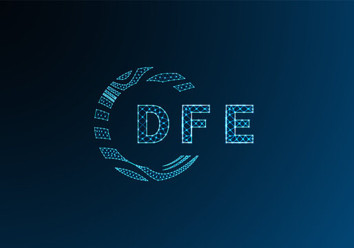 DFE low poly letter logo vector design. DFE lower poly logo design. DFE unique low poly logo design.
