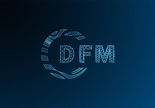 DFM low poly letter logo vector design. DFM lower poly logo design. DFM unique low poly logo design.