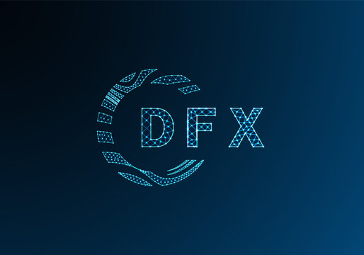 DFX low poly letter logo vector design. DFX lower poly logo design. DFX unique low poly logo design.