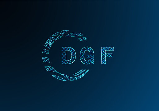 DGF low poly letter logo vector design. DGF lower poly logo design. DGF unique low poly logo design.