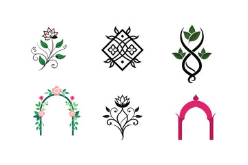 vector set of floral elements