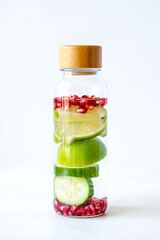 Refreshing Fruit-Infused Detox Water: Lime, Cucumber, and Pomegranate
