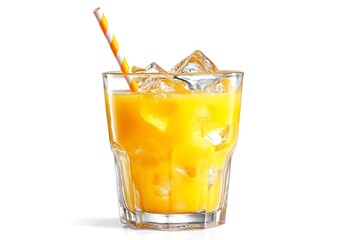 Refreshing citrus beverage with ice and straw, perfect for summer refreshment and vibrant lifestyle content.
