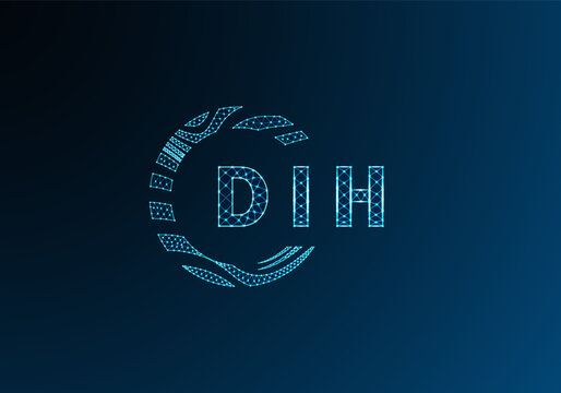 DIH low poly letter logo vector design. DIH lower poly logo design. DIH unique low poly logo design.