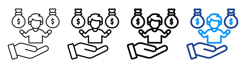Personal Budgeting Icon Different Style Outline Collection Set
