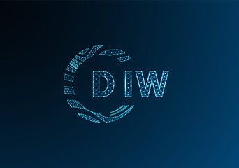 DIW low poly letter logo vector design. DIW lower poly logo design. DIW unique low poly logo design.