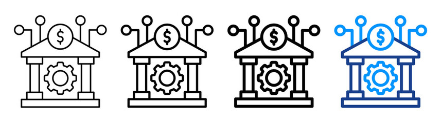 Banking System Icon Different Style Outline Collection Set