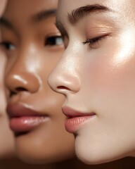 Obraz premium Diverse beauty portraits studio photography close-up soft lighting celebrating diversity