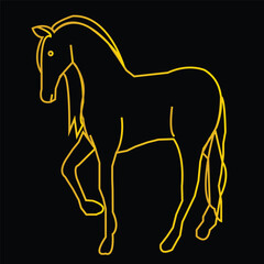 Minimal Golden Horse Line Art Silhouette on Black Background