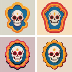 Four Colorful Sugar Skull Designs day of the dead dia de los muertos