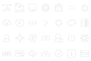 Minimal Outline Vector Icon Set of Technology and UI/UX Elements