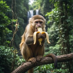 monkey on a tree trunk