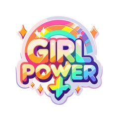 Rainbow Power Women's Day stickers vector round