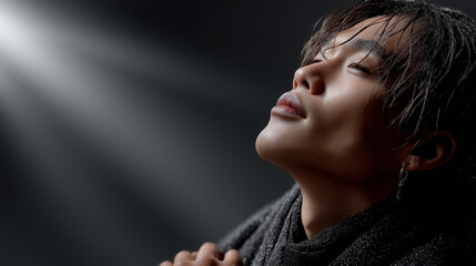 Serene Contemplation: A Young Person's Moment of Reflection, basking in gentle light, portraying inner peace and introspection, embracing the purity of the moment. 