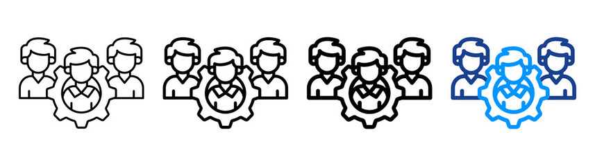 Development Team Icon Different Style Outline Collection Set