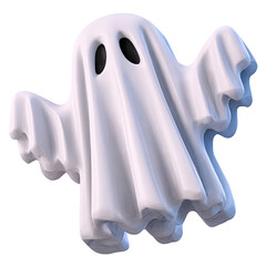 A playful cartoon ghost character with a friendly appearance and soft edges.