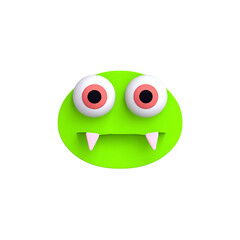 A playful green monster character with big eyes and sharp teeth, perfect for fun designs.