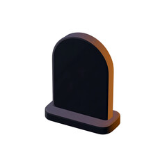 A simple, modern gravestone standing against a soft gradient background.