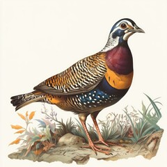 Detailed illustration of a colorful bird