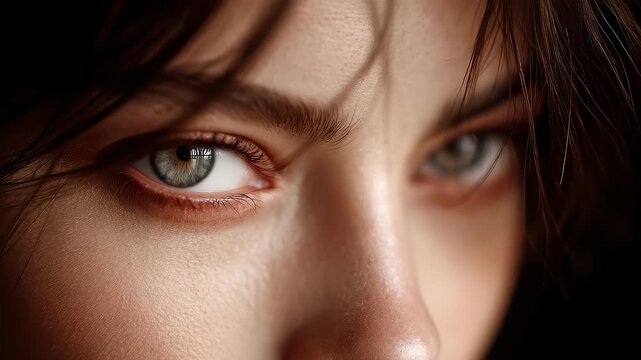 Close-up of a woman's face showcasing the beauty of her eyes