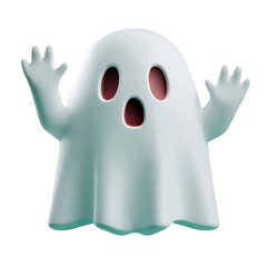 A whimsical cartoon ghost, perfect for Halloween and spooky themes.