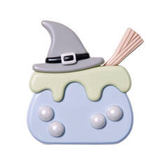 A whimsical potion with a witch's hat and stirring stick for festive celebrations.