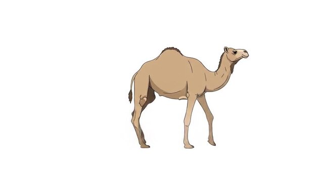 Camel walking slowly across the vast desert sands under the scorching sun, showcasing resilience and adaptation in arid landscape.