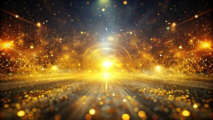 Golden Abstract Night Floor, Glittering Particles, Generative AI Art, Shimmering Ground, Night Photography Background