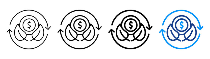 Economic Sustainability Icon Different Style Outline Collection Set