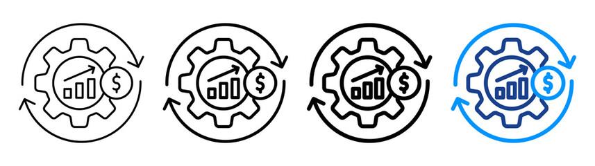Financial Progress Icon Different Style Outline Collection Set