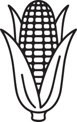 Simple outline drawing of a corn cob with leaves
