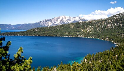 Scenic mountain lake view