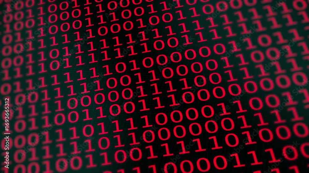 Wall mural 4k stock | red binary code background suitable for technology concepts, coding websites, digital pre