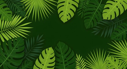 Stunning vibrant tropical leaves create a lush, green background perfect for branding, invitations, or a modern presentation with a natural, organic feel