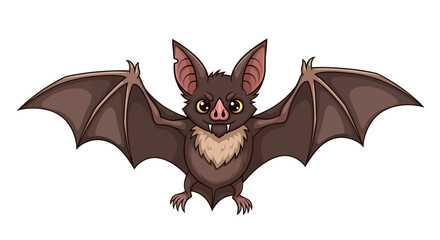 Cartoon Bat with Outstretched Wings.