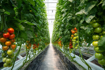 A donor tour through a greenhouse project supported by food security funding Rows of fresh vegetables grow inside