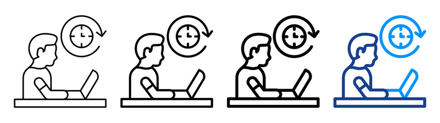 Full Time Job Icon Different Style Outline Collection Set