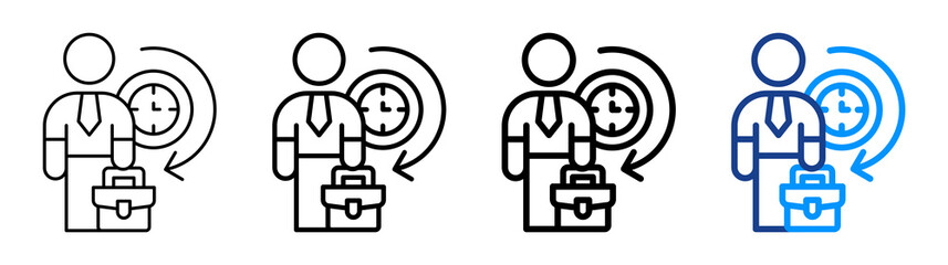 Part Time Icon Different Style Outline Collection Set