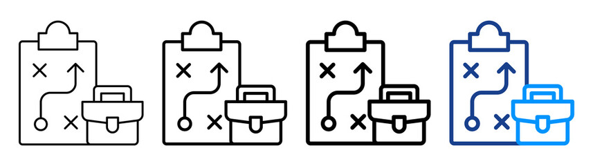 Work Strategy Icon Different Style Outline Collection Set