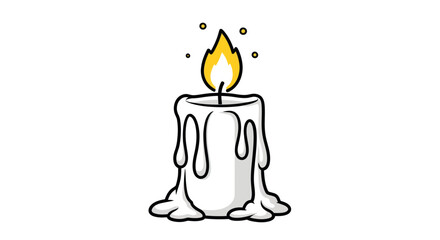 Cartoon Illustration of a Melted Candle with Flame.