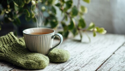 Cozy tea with green socks