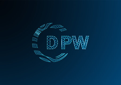 DPW low poly letter logo vector design. DPW lower poly logo design. DPW unique low poly logo design.