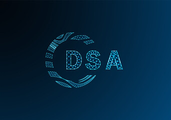 DSA low poly letter logo vector design. DSA lower poly logo design. DSA unique low poly logo design.