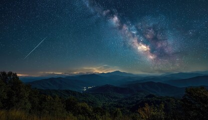 Majestic night sky over Appalachian Mountains