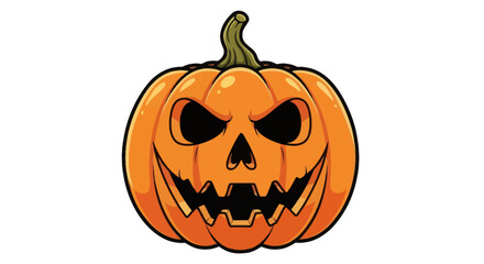 Scary Halloween Jack-o-lantern cartoon illustration with an evil face.
