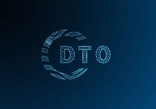 DTO low poly letter logo vector design. DTO lower poly logo design. DTO unique low poly logo design.