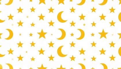Whimsical yellow moon and star pattern creates a dreamy, magical backdrop for kids' designs