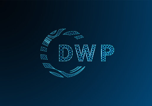 DWP low poly letter logo vector design. DWP lower poly logo design. DWP unique low poly logo design.